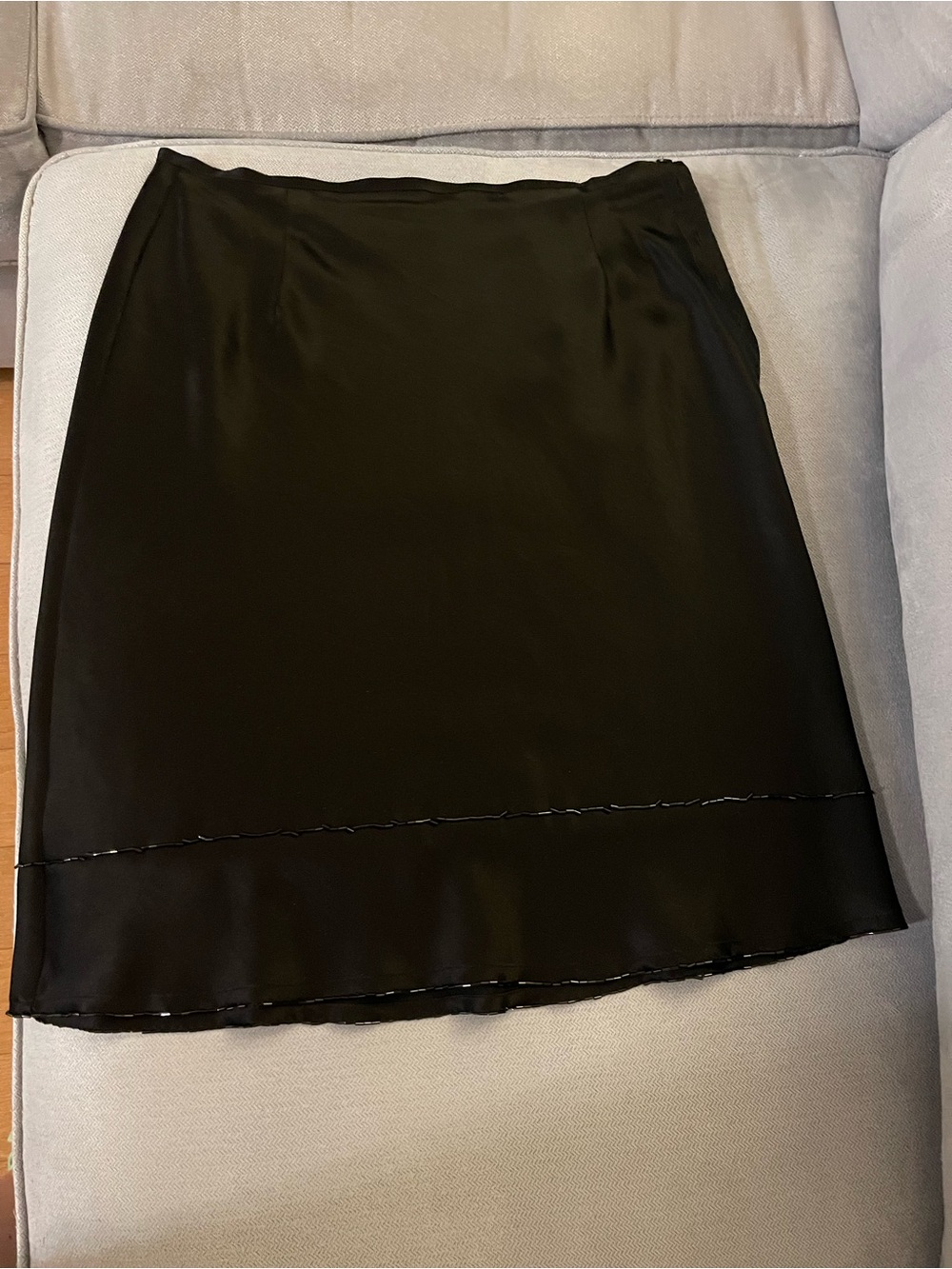 Vintage 90’s Y2K INWEAR Black Rhinestoned Satin Midi Skirt size 8